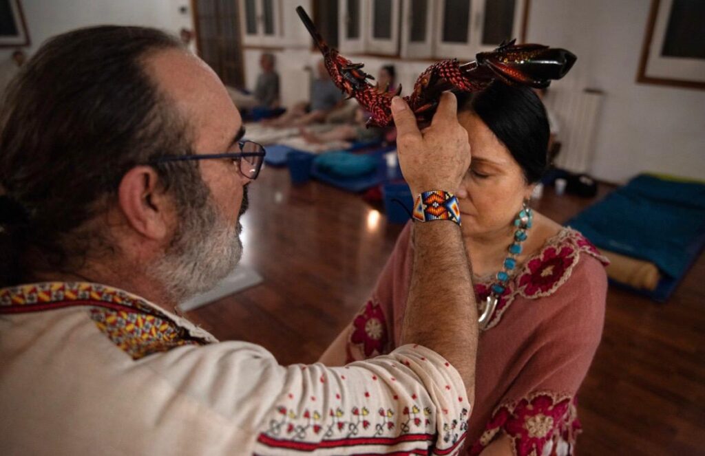 Group gathering for a 3-day Ayahuasca retreat in a luxury European villa.