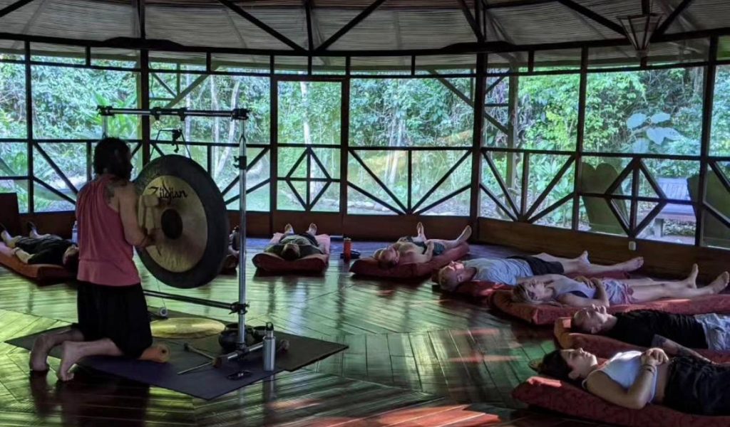 Ayahuasca ceremony space at a 6-day deep transformation retreat in Europe.